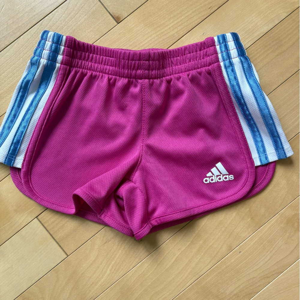 Adidas Fuchsia Shorts with Blue and White Accents
